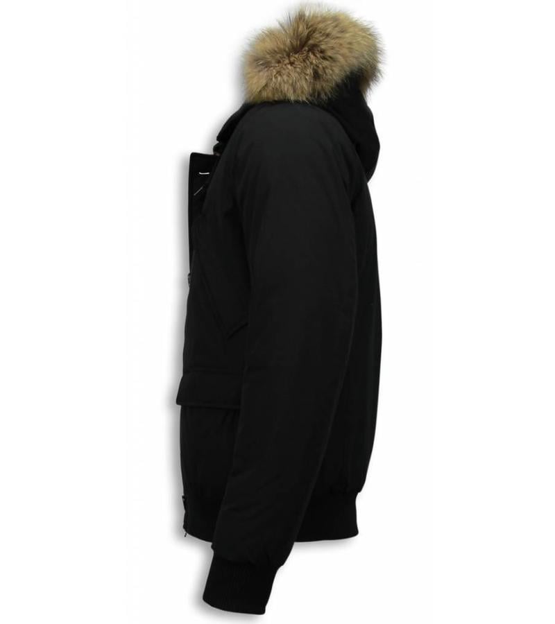 Warren Webber Parkas hombre - Canada Abrigos De Caballero Corto - Capucha pelo - Negro