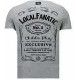 Local Fanatic Chucky Whiskey - Rhinestone T-shirt - Gris