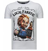 Local Fanatic Chucky Whiskey - Rhinestone T-shirt - Blanco