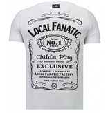 Local Fanatic Chucky Whiskey - Rhinestone T-shirt - Blanco