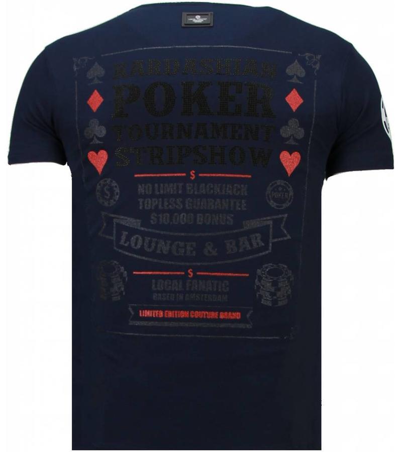 Local Fanatic Camisetas - Poker Tournament Rhinestone Camisetas Personalizadas - Azul