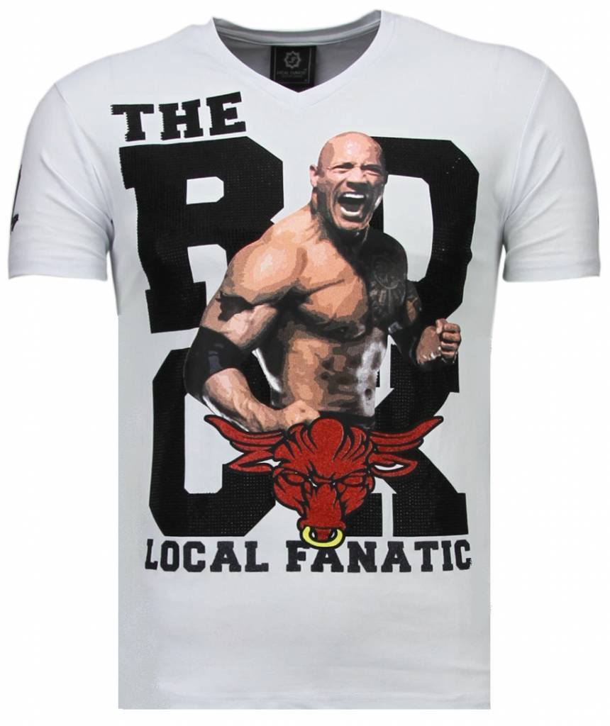 estación de televisión Responder Distracción Local Fanatic Camisetas - The Rock Rhinestone Camisetas Personalizadas -  Blanco - StyleItaly.es