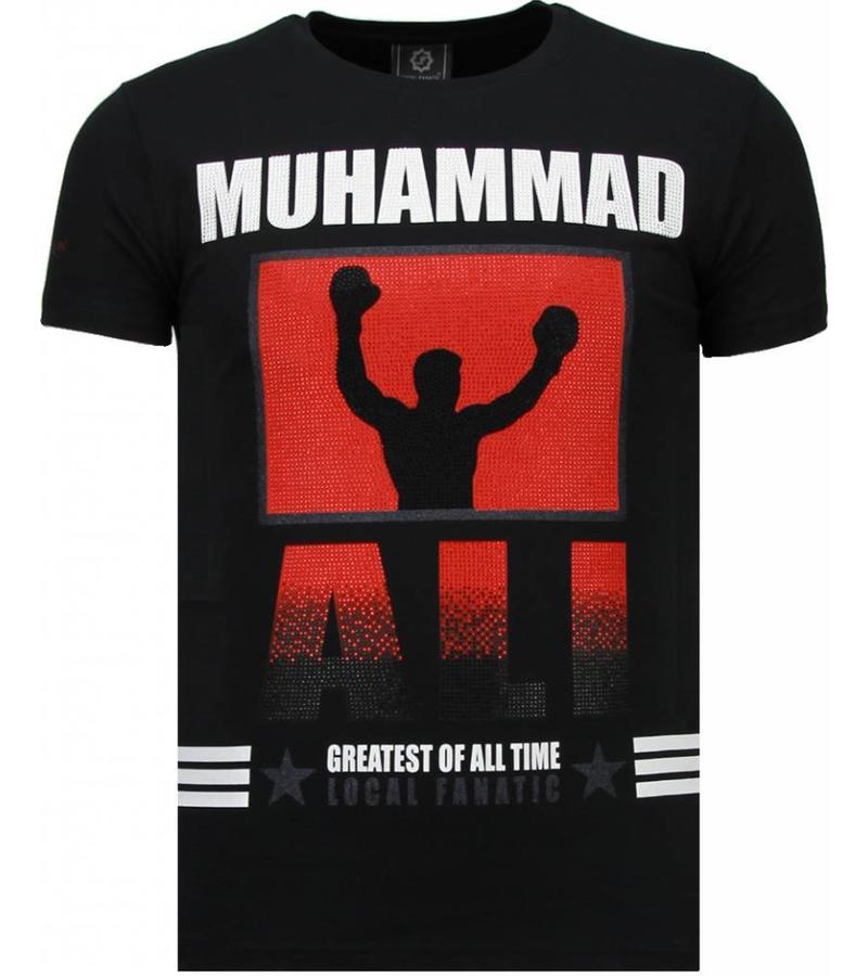 Local Fanatic Camisetas - Muhammad Ali Rhinestone Camisetas Personalizadas - Negro