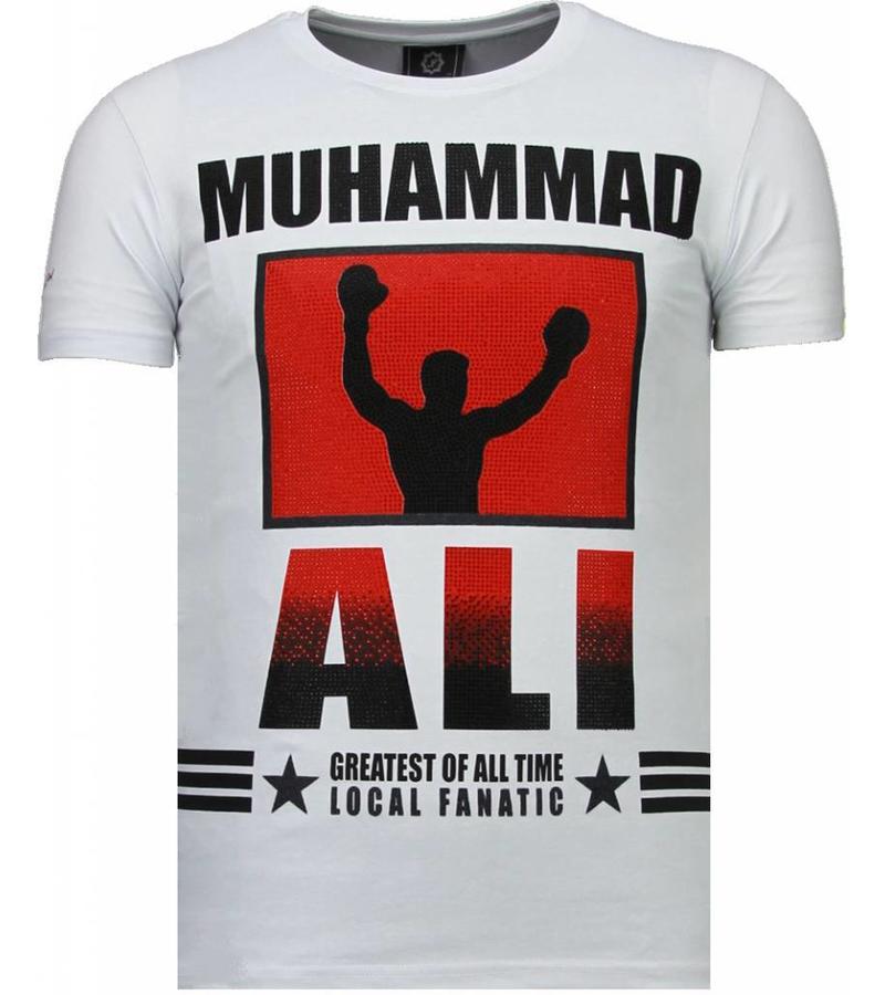 Local Fanatic Camisetas - Muhammad Ali Rhinestone Camisetas Personalizadas - Blanco