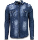 Enos Denim Shirt - Blusa De Mezclilla Slim Fit - Mirada Vintage - Azul