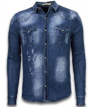 Enos Denim Shirt - Blusa De Mezclilla Slim Fit - Mirada Vintage - Azul