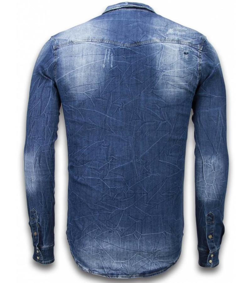 Enos Denim Shirt - Blusa De Mezclilla Slim Fit - Mirada Vintage - Azul