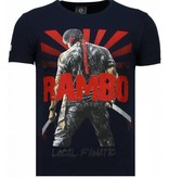 Local Fanatic Camisetas - Rambo Shine Rhinestone Camisetas Personalizadas - Marino