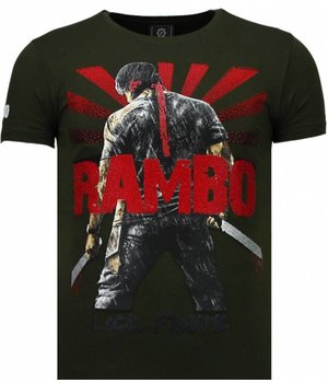 Local Fanatic Camisetas - Rambo Shine Rhinestone Camisetas Personalizadas - Verde