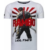 Local Fanatic Camisetas - Rambo Shine Rhinestone Camisetas Personalizadas - Blanco Local Fanatic Camisetas - Rambo Shine Rhinestone Camisetas Personalizadas - Blanco