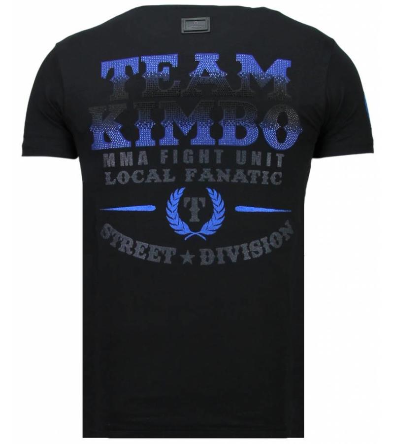 Local Fanatic Kimbo Slice - Rhinestone T-shirt - Negro