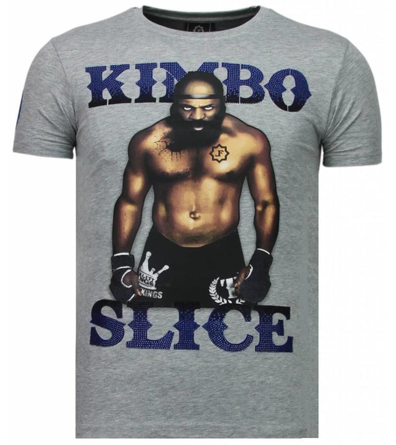 Local Fanatic Kimbo Slice - Rhinestone T-shirt - Gris