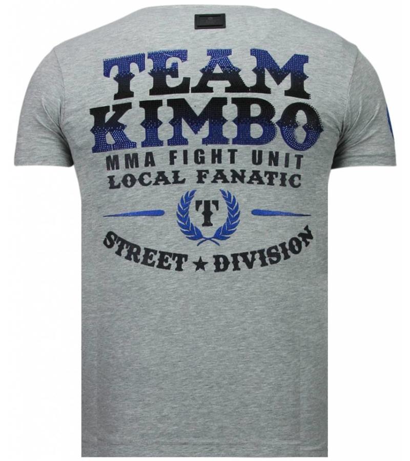 Local Fanatic Kimbo Slice - Rhinestone T-shirt - Gris