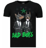 Local Fanatic Camisetas - Bad Boys Pinscher Rhinestone Camisetas Personalizadas - Negro