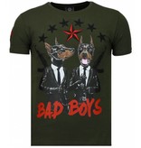 Local Fanatic Camisetas - Bad Boys Pinscher Rhinestone Camisetas Personalizadas - Verde