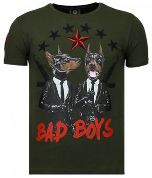 Local Fanatic Camisetas - Bad Boys Pinscher Rhinestone Camisetas Personalizadas - Verde