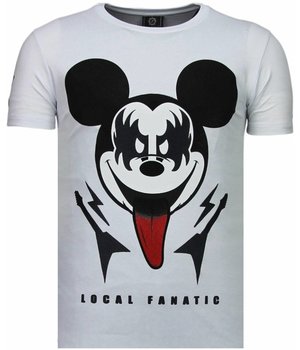 Local Fanatic Camisetas - Kiss My Mickey Rhinestone Camisetas Personalizadas - Blanco