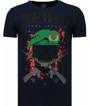 Local Fanatic Camisetas - Skull Rebel Rhinestone Camisetas Personalizadas - Azul