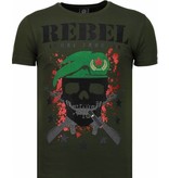 Local Fanatic Camisetas - Skull Rebel Rhinestone Camisetas Personalizadas - Verde