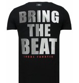 Local Fanatic Camisetas - Skull Bring The Beat Rhinestone Camisetas Personalizadas - Negro