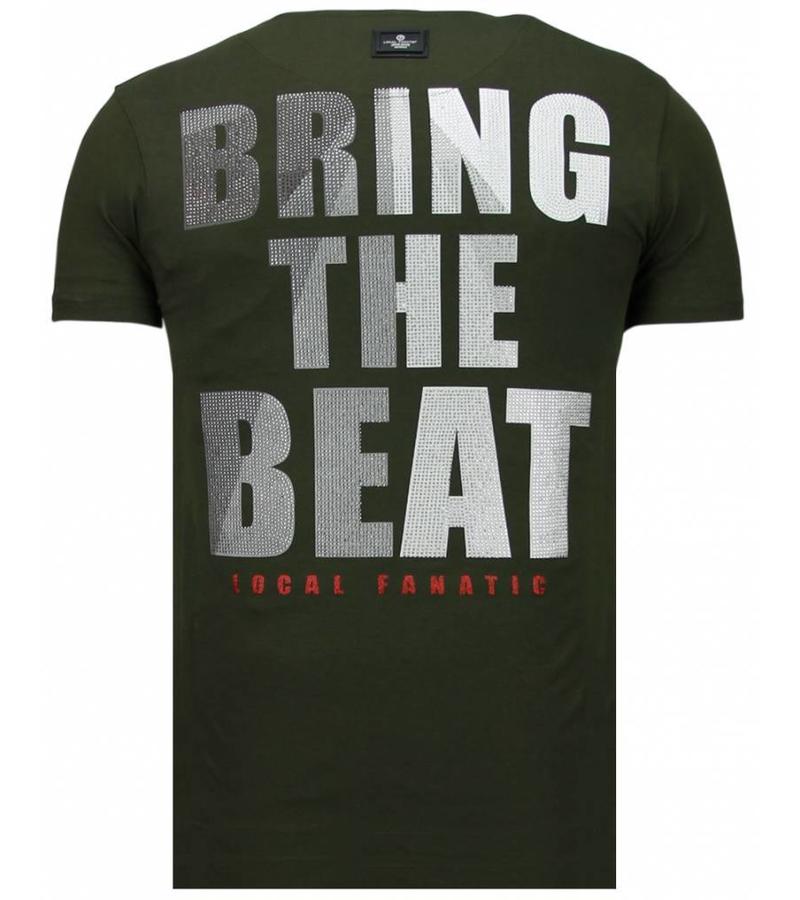 Local Fanatic Camisetas - Skull Bring The Beat Rhinestone Camisetas Personalizadas - Verde