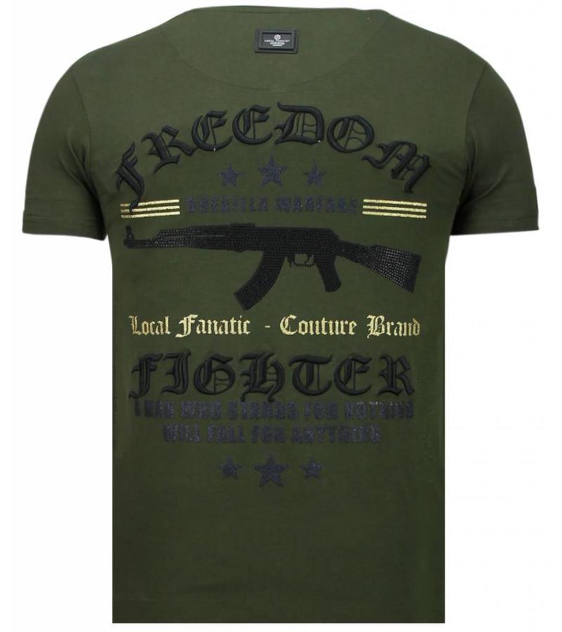 Local Fanatic Camisetas - Freedom Fighter Rhinestone Camisetas Personalizadas - Verde