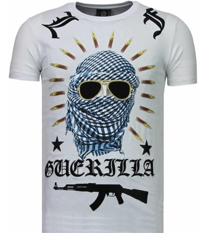 Local Fanatic Camisetas - Freedom Fighter Rhinestone Camisetas Personalizadas - Blanco