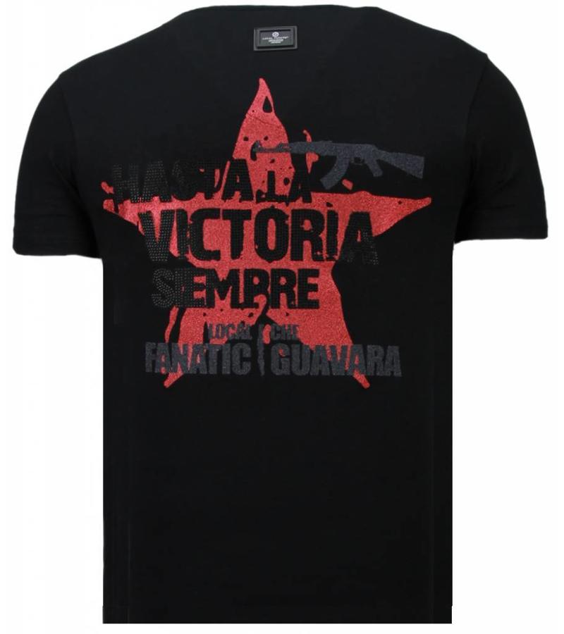 Local Fanatic Camisetas - Che Guevara Comandante Rhinestone Camisetas Personalizadas - Negro