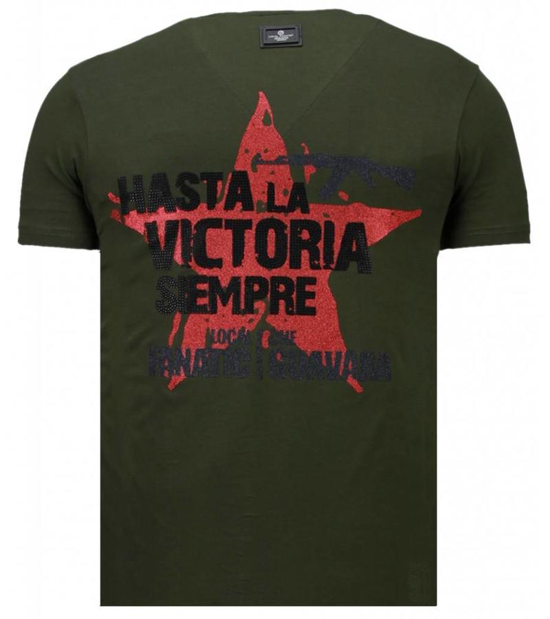 Local Fanatic Camisetas - Che Guevara Comandante Rhinestone Camisetas Personalizadas - Verde