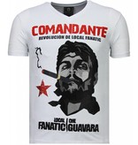 Local Fanatic Camisetas - Che Guevara Comandante Rhinestone Camisetas Personalizadas - Blanco
