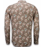 Gentile Bellini Camisas Italianas - Slim Fit Camisas - Blusa Modelo De Flor - Marron