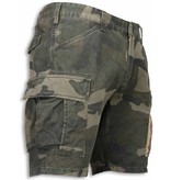 Bread & Buttons Pantalones cortes - Camuflaje Slim Fit Bermudas hombre - Verde