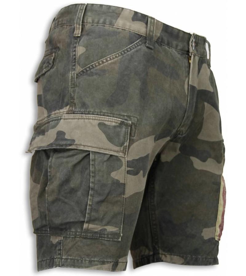 Bread & Buttons Pantalones cortes - Camuflaje Slim Fit Bermudas hombre - Verde