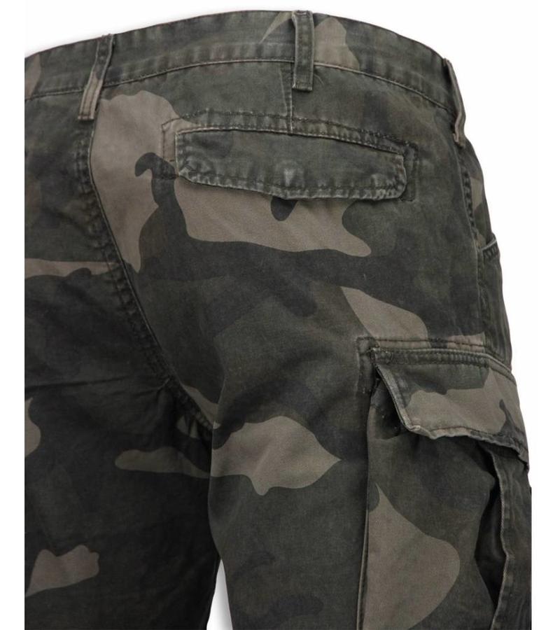 Bread & Buttons Pantalones cortes - Camuflaje Slim Fit Bermudas hombre - Verde