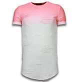 John H Camisetas - Flare Effect de dos colores Long Fit - Rojo Salmon