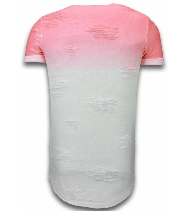 John H Camisetas - Flare Effect de dos colores Long Fit - Rojo Salmon