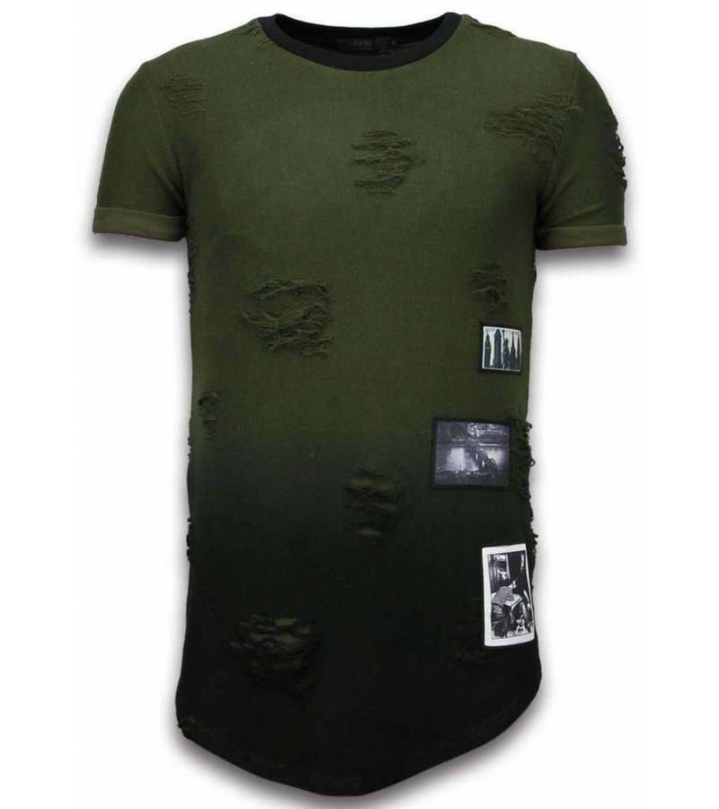 John H Camisetas - Pictured Flare Effect de dos colores Long Fit - Verde