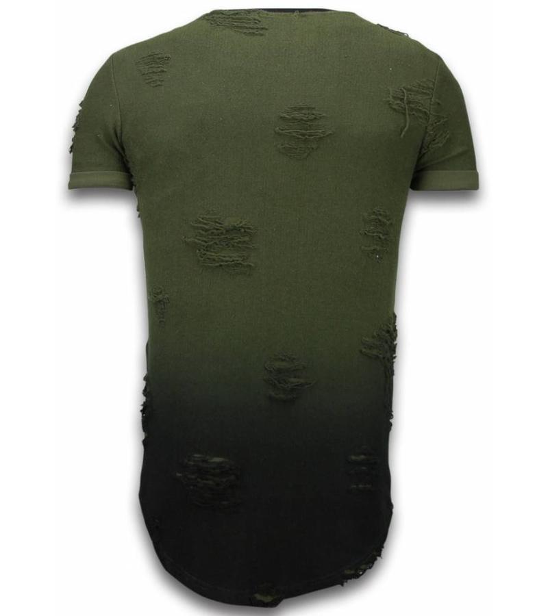 John H Camisetas - Pictured Flare Effect de dos colores Long Fit - Verde