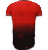 John H Camisetas - Pictured Flare Effect de dos colores Long Fit - Rojo