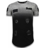 John H Camisetas - Leather Patched de dos colores LongFit - Negro