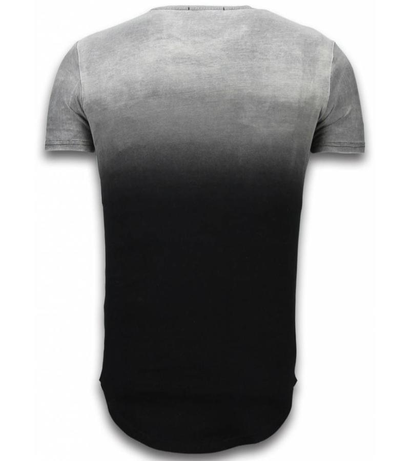 John H Camisetas - Leather Patched de dos colores LongFit - Negro