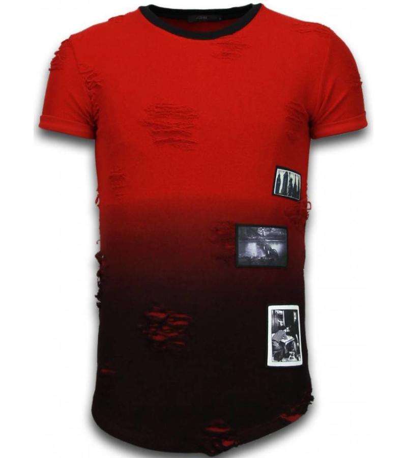 John H Camisetas - Pictured Flare Effect Doble Color Longfit - Rojo