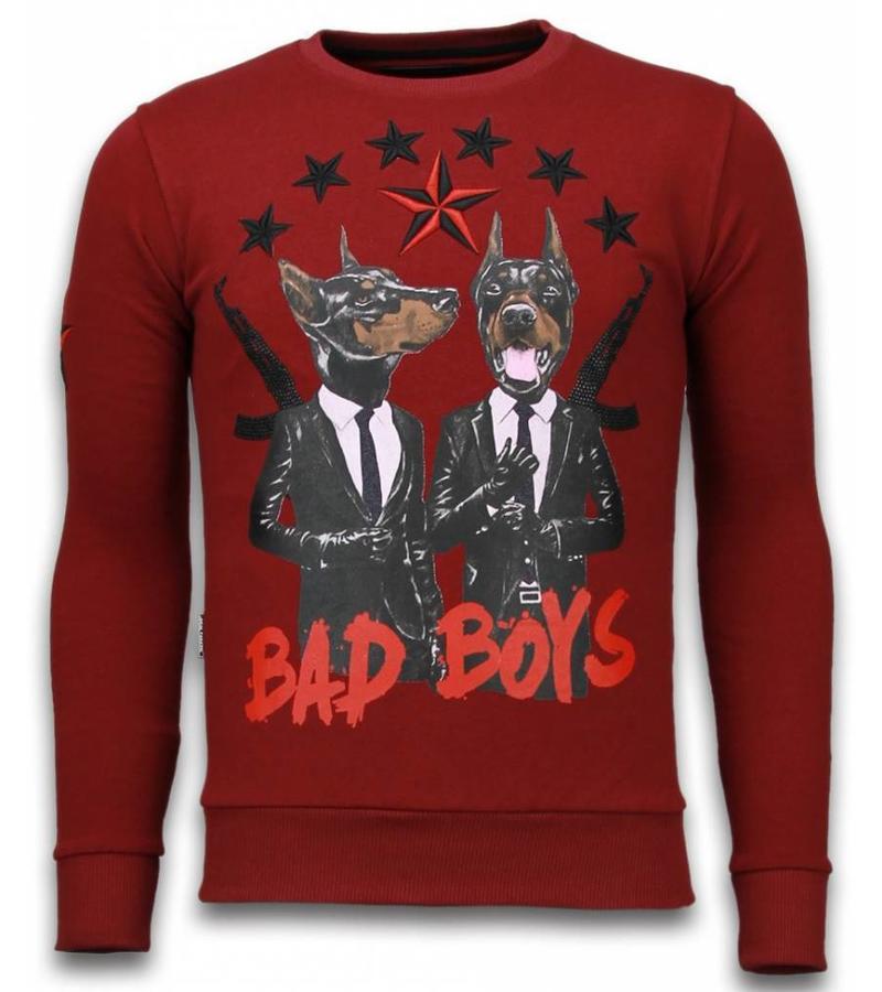 Local Fanatic Sudaderas - Bad Boys Rhinestone Sudaderas hombre - Burdeos