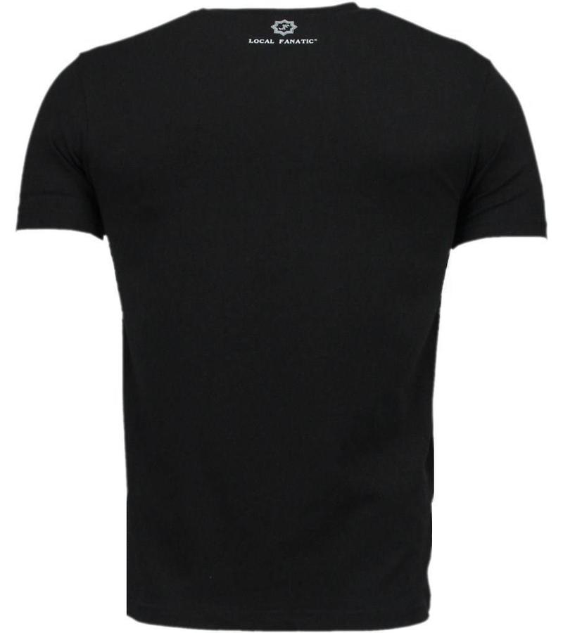 Local Fanatic Camisetas - Black Ink Crew Digital Rhinestone Camisetas Personalizadas - Negro
