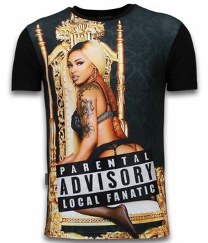 Local Fanatic Camisetas - Parental Advisory LF Digital Rhinestone Camisetas Personalizadas - Negro