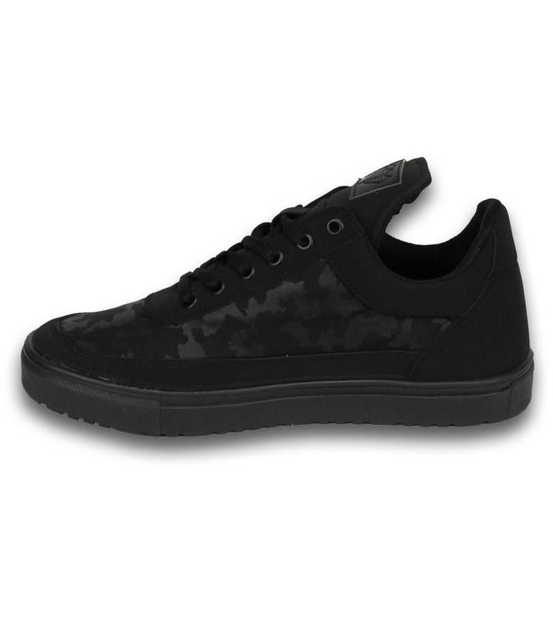 Cash Money Zapatillas - Zapatos para hombre low top Full Black Camouflage - Negro