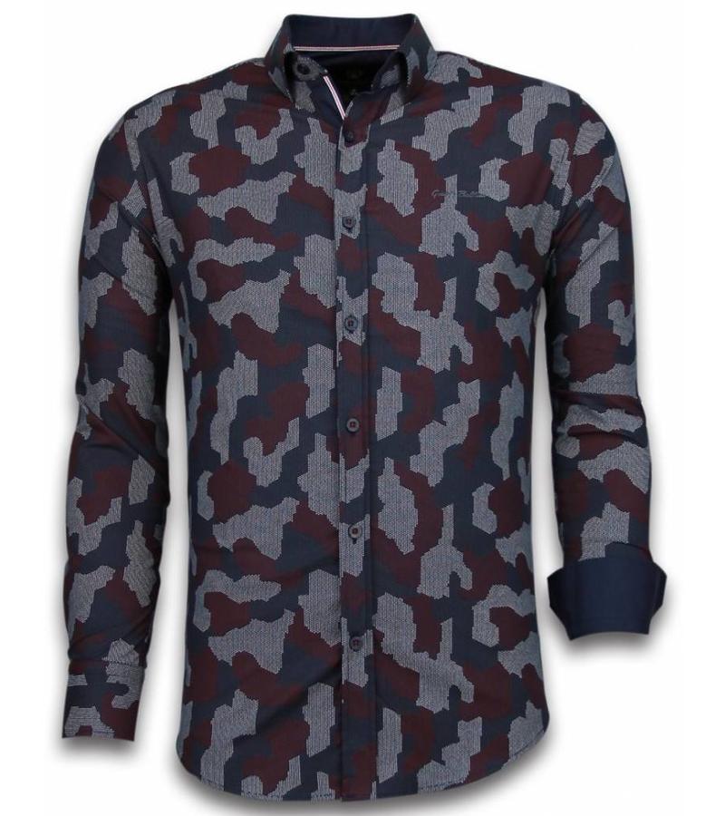 Gentile Bellini Camisas Italianas - Slim-fit Camisa Caballero - Blouse Dotted Camouflage Pattern - Negro