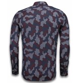 Gentile Bellini Camisas Italianas - Slim-fit Camisa Caballero - Blouse Dotted Camouflage Pattern - Negro