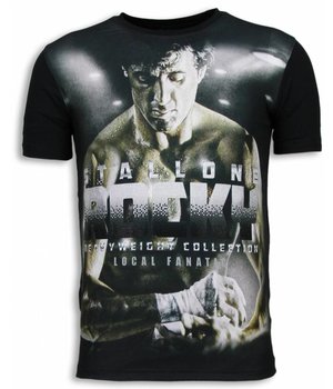 Local Fanatic Camisetas - Rocky Heavyweight Digital Rhinestone Camisetas Personalizadas - Negro