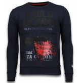 Local Fanatic Sudaderas - Pablo Escobar Rhinestone Sudaderas hombre - Azul
